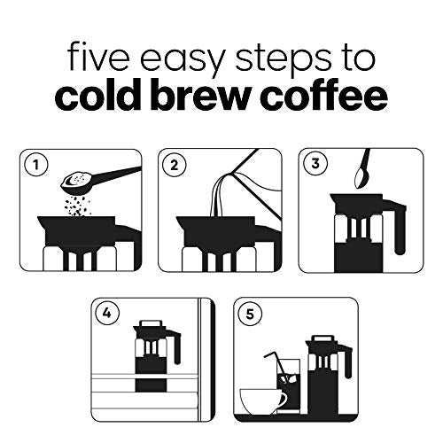 COFFEE BEAR – Cold Brew Coffee Maker and Iced Tea Brewer, Large 1.3L (44oz) Borosilicate Glass Pitcher with Reusable Mesh Filter, Easy to Clean, Dishwasher Safe