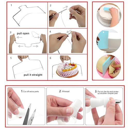 ANSLYQA Cake Decorating Kit, 193 Pcs with Cake Turntable, Leveler, 24 Numbered Icing Tips, 2 Spatulas, 2 Couplers, 3 Scrapers, 50 Pastry Bags, 50 Paper Cupcake Liners & More Baking Tools, (Blue)