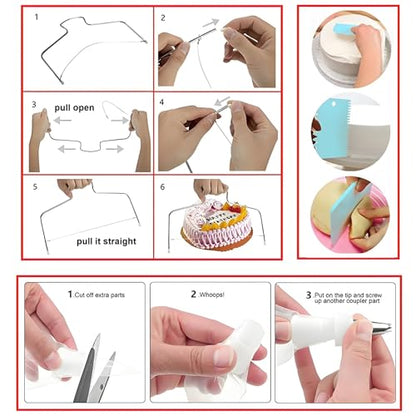 ANSLYQA Cake Decorating Kit, 193 Pcs with Cake Turntable, Leveler, 24 Numbered Icing Tips, 2 Spatulas, 2 Couplers, 3 Scrapers, 50 Pastry Bags, 50 Paper Cupcake Liners & More Baking Tools, (Blue)