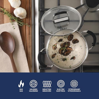 Oster Platinum Silverbolt 6 Piece Stackable Space-Saving Dutch Oven Sauce Pan Cookware Set