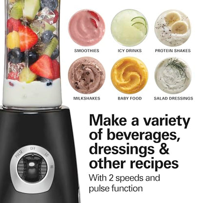 Hamilton Beach Go Sport Portable Blender For Smoothies With 20 Oz. Blend-In Personal Travel Jar, 600 Watt Motor And Stainless Steel Blades For Powerful Blending Performance, Black (51143G)