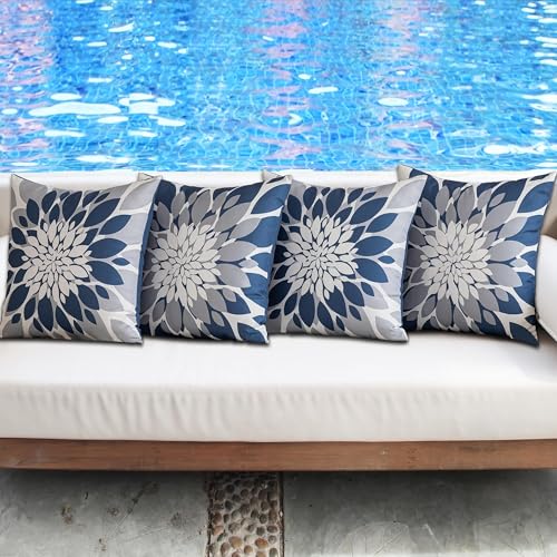 Qahing Outdoor Waterproof Pillow Covers for Patio, 20x20, Blue Grey