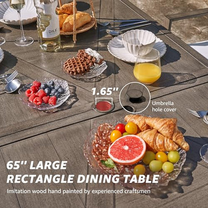 NATURAL EXPRESSIONS 7 Piece Patio Dining Set,6 Swivel Rockers & Large Table