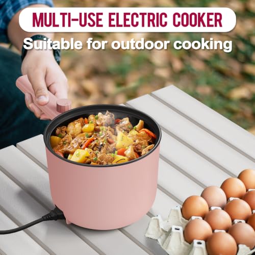 Topwit 1.5L Hot Pot Electric, Portable Ramen Cooker, Non-Stick Frying Pan