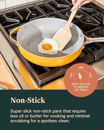 Caraway Deluxe Non-stick Ceramic Cookware Set (16 Piece) Pots, Frying Pans, Lids and Kitchen Storage - PFAS & PFOA Free - Oven Safe Pan Set & Compatible with All Stovetops - Navy