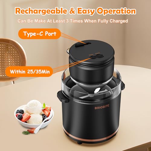 BRIOBITE 1.1 Quart Ice Cream Maker Machine,Black
