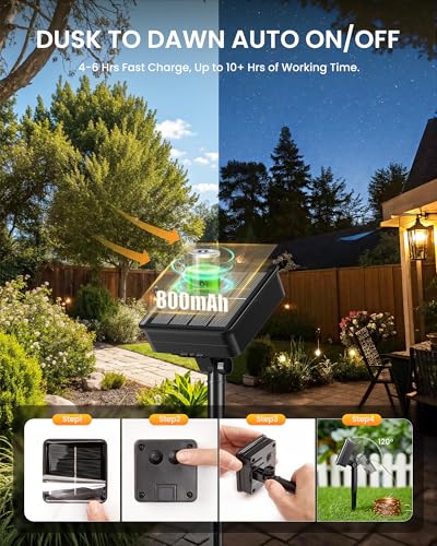 Minetom 2 Pack Solar Fairy Lights, Total 66Ft 200 LED Solar String Lights Outdoor Waterproof with 8 Modes, Twinkle Lights for Outside Patio Yard Tree Party Wedding DIY Christmas Decor (Warm White)