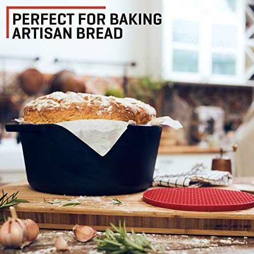 Uno Casa 2-in-1 Cast Iron Dutch Oven Large - 5 Quart Dutch Oven Pot with Lid, Pre-Seasoned Cooking Dish for Bread Baking and Stews - Heavy Duty Cast Iron Pot with Detachable Frying Pan Lid for Versatile Cooking