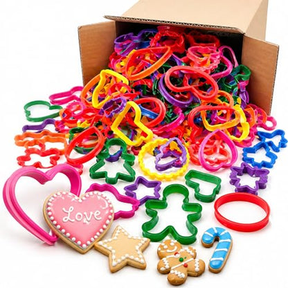 108PCS Shape Cookie Cutters Bulk – Big Plastic Baking Cookie Cutters Variety Pack for All Purpose, Alphabet Numbers Animals Hearts and Other Shapes for Baking Bento Box Bakeware Holiday Birthday Party