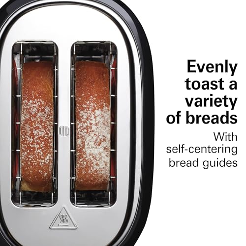 Hamilton Beach 2 Slice Extra Wide Slot Toaster with Bagel & Defrost Settings, Shade Selector with 7 Browning Levels, Toast Boost, Auto Shutoff, Black & Stainless Steel (22633)