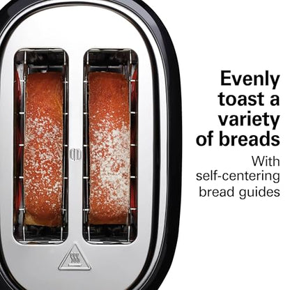 Hamilton Beach 2 Slice Extra Wide Slot Toaster with Bagel & Defrost Settings, Shade Selector with 7 Browning Levels, Toast Boost, Auto Shutoff, Black & Stainless Steel (22633)