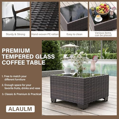 ALAULM 10 Pieces Outdoor Patio Furniture Set with 2 Swivel Chairs Outdoor Furniture Patio Sectional Sofas with 55000 Gas Fire Pit Patio Conversation Set w/7 Cushions-Grey