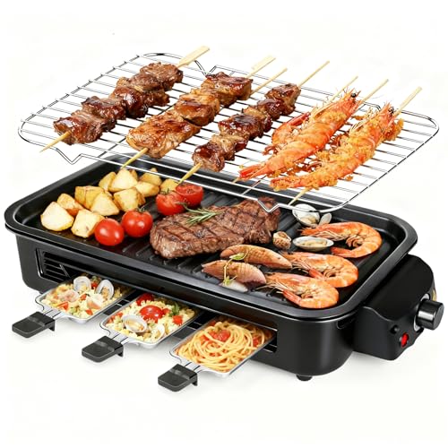 Electric Indoor Grill 1700W 2 in 1 Smokeless Griddle Grill Pan for Kitchen