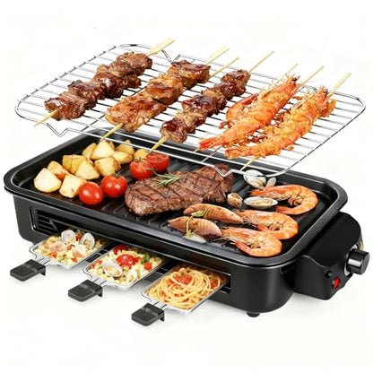 Electric Indoor Grill 1700W 2 in 1 Smokeless Griddle Grill Pan for Kitchen