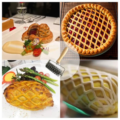 Pastry Lattice Roller Cutter，Stainless Steel Pie Crust Cutter Tool for Pastry Dough, Pizza Bread and Beef Wellington