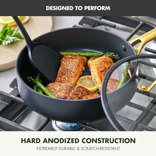 GreenPan Nonstick Reserve Pro 10 Piece Cookware Set, NSF Certified Ceramic, Hard Anodized PFAS-Free Pots & Pans Set with Lids, Stainless Steel Handles, Oven & Dishwasher Safe, Black