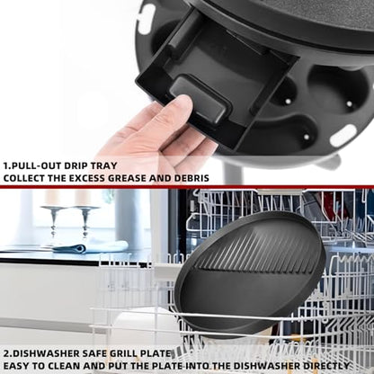 Electric Grill Outdoor/Indoor,Portable BBQ Grill with Nonstick Surface