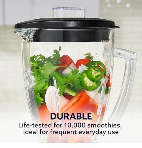 Oster Pro 1200 Smoothie Blender with Glass Jar & 24oz To-Go Cup, Countertop Kitchen Blender with 7 Speeds, 1200W Power, Brushed Nickel