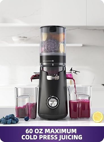 ACOQOOS Juicer Machines, 5.3" Wide Chute for Whole Fruit and Vegetable,1.8L Auto-Feed Time-Saver, Slow Masticating High Yield, Easy to Clean Cold Press Juicer with 2 Cups