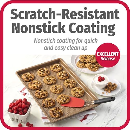 GoodCook BestBake Nonstick Textured Carbon Steel Cookie Sheet, 11" x 17", Large Baking Sheet, Even Heating, Scratch-Resistant, Non-Toxic, Durable, Ideal for Baking and Sheet Pan Dinners