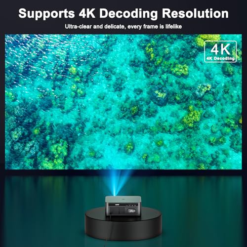 HAPPRUN 2500 ANSI Lumens Outdoor Projector with Built-in Streaming Apps, 4K Decoding Resolution, Dolby Audio, WiFi 6 and Bluetooth 5.2 for Indoor and Outdoor Home Theater