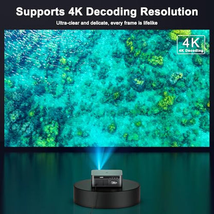 HAPPRUN 2500 ANSI Lumens Outdoor Projector with Built-in Streaming Apps, 4K Decoding Resolution, Dolby Audio, WiFi 6 and Bluetooth 5.2 for Indoor and Outdoor Home Theater