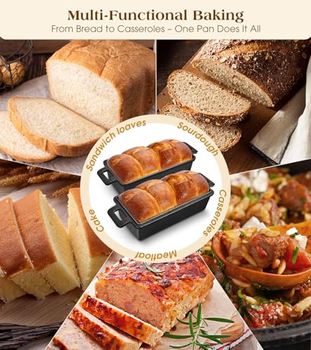 Bachdomc Cast Iron Loaf Pan With Lid, 9×5 in – 2‑in‑1 Heavy‑Duty & Oven‑Safe Loaf Pan for Sourdough & Homemade Bread