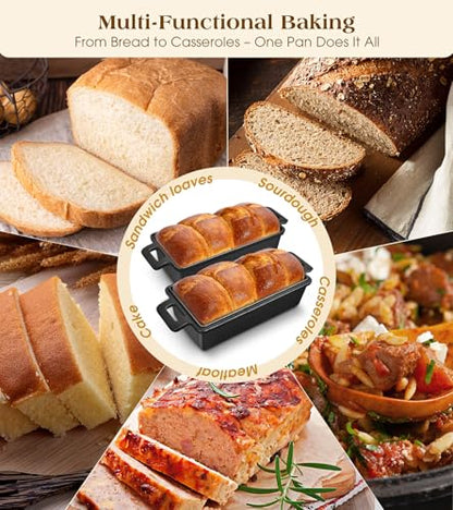 Bachdomc Cast Iron Loaf Pan With Lid, 9×5 in – 2‑in‑1 Heavy‑Duty & Oven‑Safe Loaf Pan for Sourdough & Homemade Bread