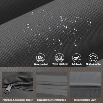 Outdoor Cushion Covers for Patio Furniture, Water Resistant Polyester Replacement Covers with Zipper Closure, Full Coverage Sofa Cushion Covers with 4mm Piping Edge for Sectional Outdoor Couch