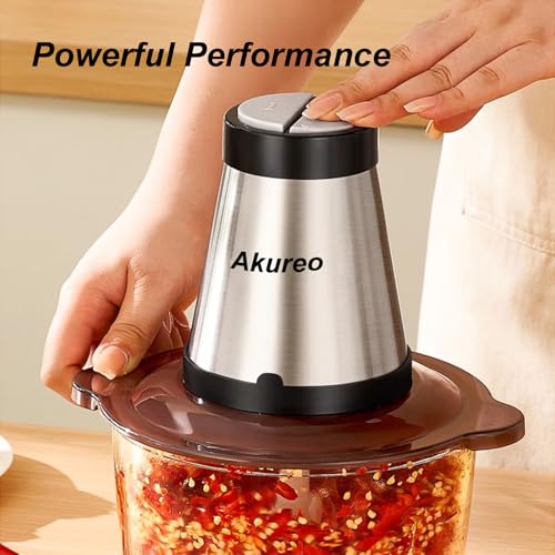 Akureo Kitchen in the Box Mini Food Processors, Electric Food Chopper with Meat Grinder & Vegetable Chopper - 2 Sets of Bi-Level Blades for Fruits/Meat/Nuts