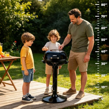 Electric Grill, CUSIMAX Electric Indoor/Outdoor Grill, 1600W Portable BBQ with Lid for Indoor & Outdoor Use, Adjustable Heat, Removable Stand Grill for Cookouts, BBQ Gatherings, Small Spaces