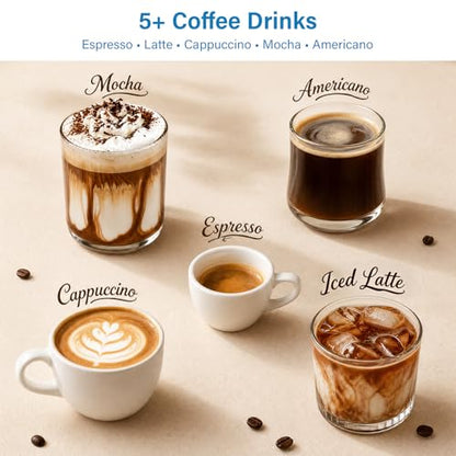 XIXUBX Espresso Machine, 20Bar Compact Espresso Maker with Milk Frother, PID Temperature Control, Low Vibration Coffee Maker for Small Kitchen, Home, Brews Latte, Cappuccino