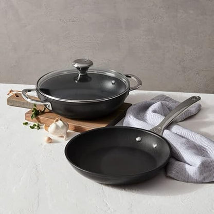 Le Creuset Toughened Nonstick Pro Cookware Set, 3pc. (9.5” Fry Pan & 2.5 qt. Braiser W/Glass Lid)