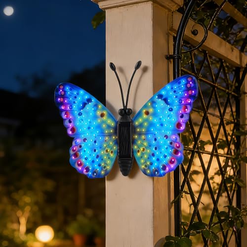 XMHBCSM Solar LED Butterfly Outdoor Wall Decor with Sparkling Light-Up Wings - Hanging Solar Lights for Garden, Yard, Patio, Balcony, Living Room, Bedroom