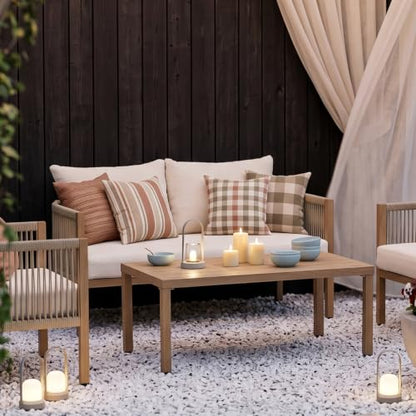 DAYARUS Wicker Patio Sofa Furniture Outdoor Loveseat Balcony Couch, Beige
