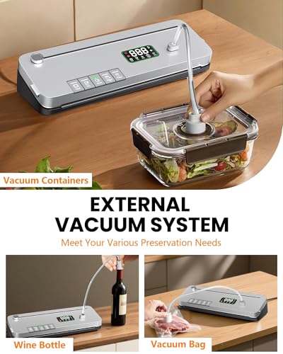 7-in-1 Food Vacuum Sealer Machine, 75kPa Household Kitchen Sealer, 20 Bags