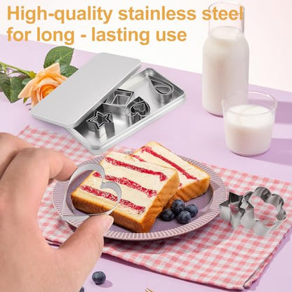 HIWRBDTI 30PCS Mini Cookie Cutters Shapes Set with Box for Kids, Small Stainless Steel Star Triangle Cookie Cutter Variety Pack, for Tiny Polymer Clay, Fruit