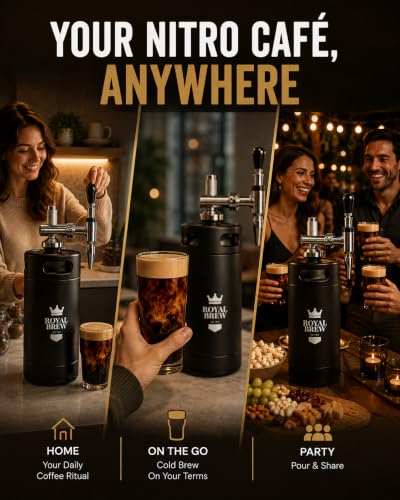 Royal Brew Nitro Cold Brew Coffee Maker, 128 oz Extra Large Home Keg Black