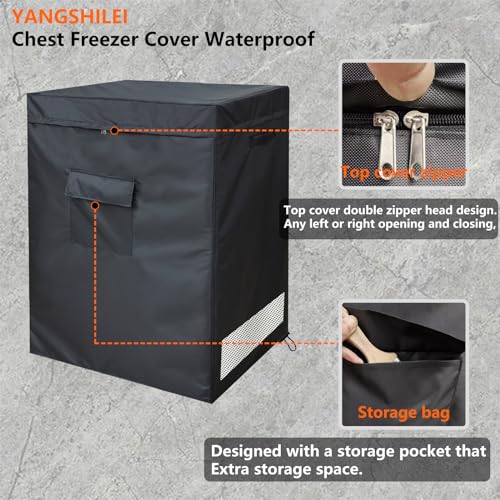 YANGSHILEI Chest Freezer Cover Deep Freezer Covers for Outside 7.0 Cubic Feet Freezer，Top with Zipper to Open Waterproof and UV protection Extend their Service Life (38"W×23"D×34"H)