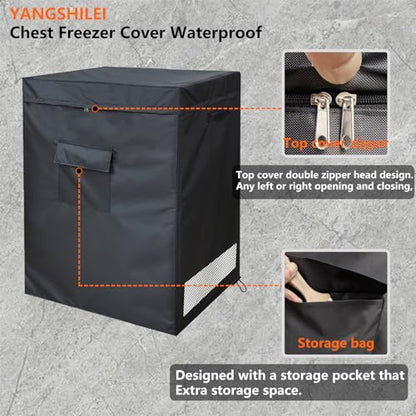 YANGSHILEI Chest Freezer Cover Deep Freezer Covers for Outside 7.0 Cubic Feet Freezer，Top with Zipper to Open Waterproof and UV protection Extend their Service Life (38"W×23"D×34"H)