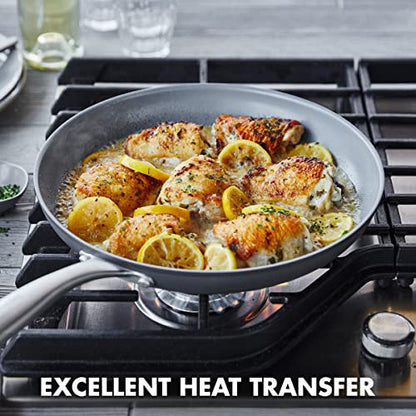 GreenPan Lima Hard Anodized 10" Frying Pan Skillet, Wood Spatula, Ceramic Nonstick, PFAS-Free Nontoxic Pots and Pans, Oven & Broiler Safe, Stainless Steel Handle, Cookware for Eggs & Omelet, Gray