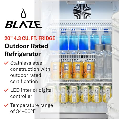 Blaze 20-Inch 4.3 Cu. Ft. Outdoor Rated Refrigerator w/Lock - BLZ-SSRF20-4.3