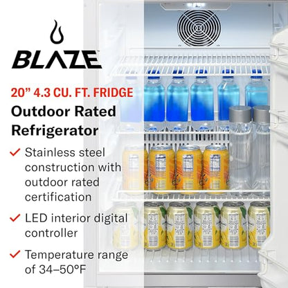 Blaze 20-Inch 4.3 Cu. Ft. Outdoor Rated Refrigerator w/Lock - BLZ-SSRF20-4.3