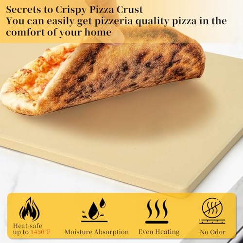 tonchean 23.6 Inch Extra Large Pizza Stone for Oven and Grill 23.6'' x 15.7'' x 0.6" Cooking Stone for Grill Heavy Duty Rectangular Baking Stone, Ideal for Baking Several Crispy Pizzas Bread