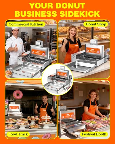 PYY Commercial Automatic Donut Maker Machine, 1800W 6 Rows, 2600 PCS/Hr