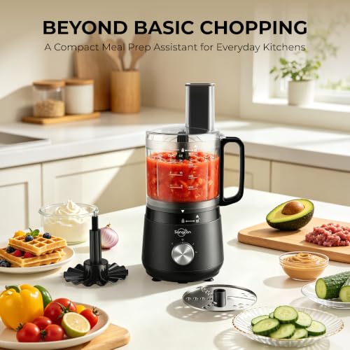 Sangcon 400W 4-Cup Mini Food Processor, Chop, Whip, Slice & Shred