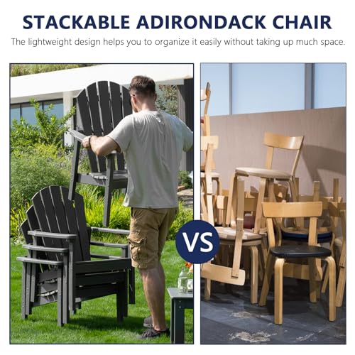 nevilywood Stackable Adirondack Set, 4 Chair with Table, Patio Set, Grey