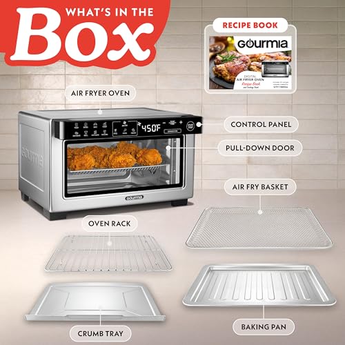 Gourmia Toaster Oven - 4-Slice Capacity, Digital Display, Stainless Steel