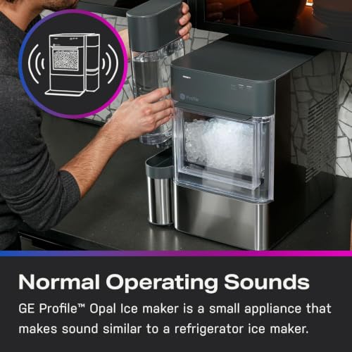 GE Profile Opal Ultra, Countertop Nugget Ice Maker, 1 Gal XL Side Tank, *Amazon Exclusive*, 38 lbs/Day, Pebble Pellet Crushed Ice Machine, WiFi Stainless Steel