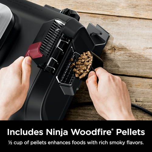 Ninja Woodfire Outdoor Grill & Smoker, 4-in-1 Functionality, Grill, Smoke, Bake, Roast, Authentic Woodfire Flavors, Electric Heat, OG301
